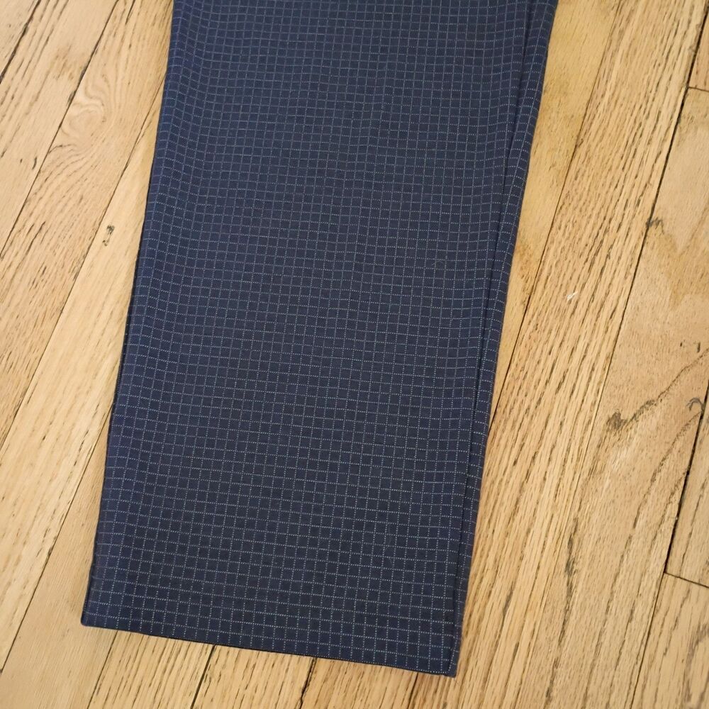 Avenue Pull On Dress Pants Trousers Soft Blue Stretchy Checker Pattern 14/16 - Picture 6 of 8